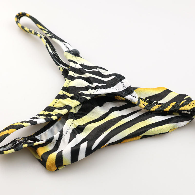 メンズ Tバックビキニ ゼブラ柄 アニマルプリント 上向き立体ポーチ シャープデザイン 下着 723060