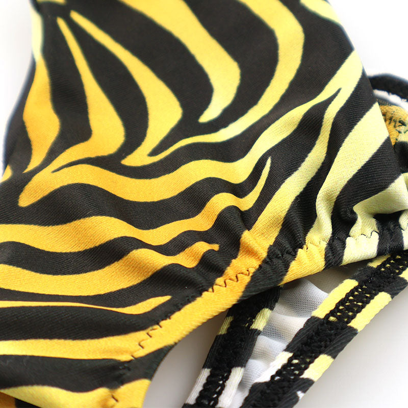 メンズ Tバックビキニ ゼブラ柄 アニマルプリント 上向き立体ポーチ シャープデザイン 下着 723060