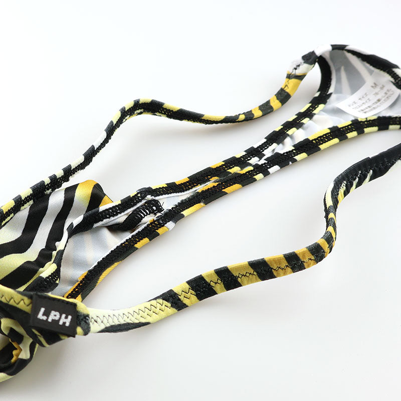 メンズ Tバックビキニ ゼブラ柄 アニマルプリント 上向き立体ポーチ シャープデザイン 下着 723060