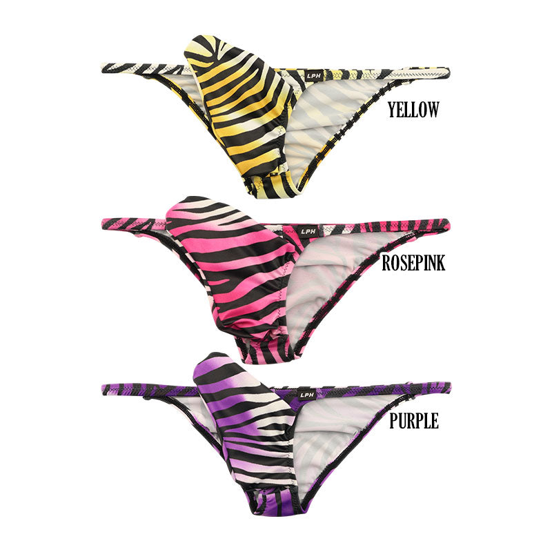 メンズ ハーフバックビキニ ゼブラ柄 アニマルプリント 上向き立体ポーチ シャープデザイン 下着 723061