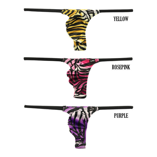 Men's SLKS Silky Stretch Zebra Print Nano Bikini 3D Pouch T-Back 723062