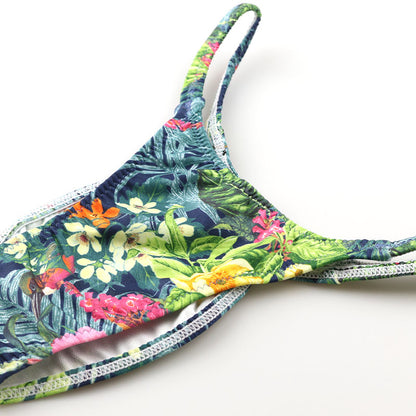 Men's Stylish Side Overlap Half-back Bikini with Amazon Leaf Print 723069