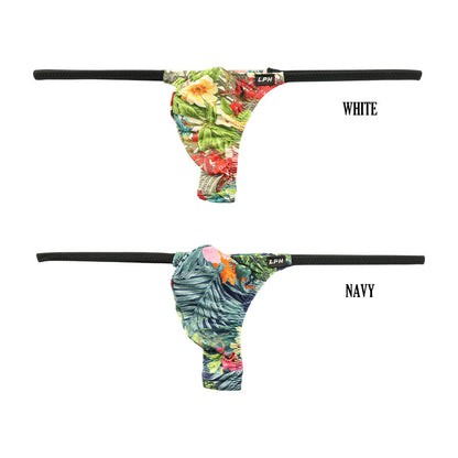 Men's Soft, Stretchy, Slightly Glossy Fabric Amazon Leaf Print Thong Bikini 723072