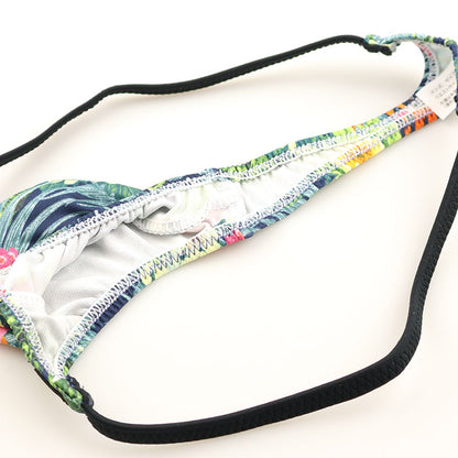 Men's Soft, Stretchy, Slightly Glossy Fabric Amazon Leaf Print Thong Bikini 723072