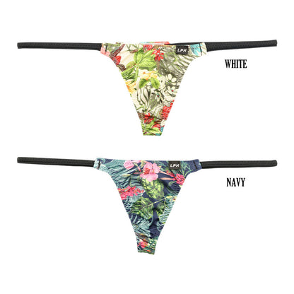 Men's Soft, Stretchy Fabric with a Subtle Sheen, Amazon Leaf Print Low-Rise T-Back Bikini 723076