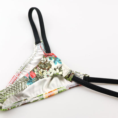 Men's Soft, Stretchy Fabric with a Subtle Sheen, Amazon Leaf Print Low-Rise T-Back Bikini 723076