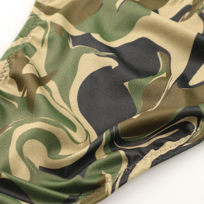 メンズ 迷彩柄 カモフラージュプリント メンズ Tバック ビキニ 光沢 シルキー 伸縮性 快適 726005