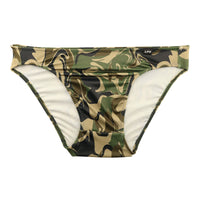 メンズ 迷彩柄 カモフラージュプリント メンズ フルバック ビキニ 光沢 シルキー 伸縮性 快適 726006