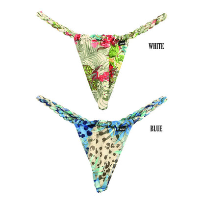 Men's twisted-style G-string bikini made with printed stretch fabric 726012