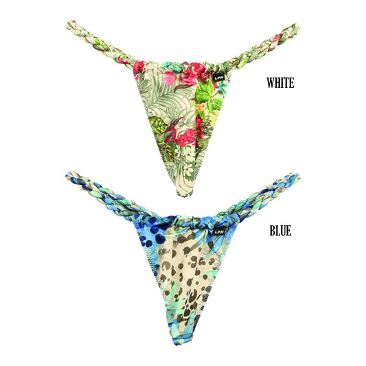 Men's twisted-style G-string bikini made with printed stretch fabric 726012