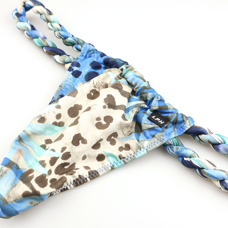 Men's twisted-style G-string bikini made with printed stretch fabric 726012