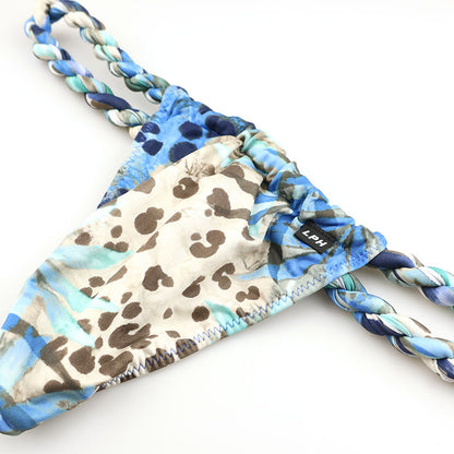 Men's twisted-style G-string bikini made with printed stretch fabric 726012