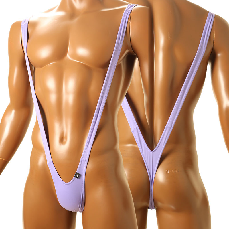 Men's T-back bikini with suspenders, featuring a firm texture and excellent stretch. 72807