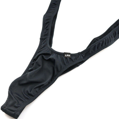 Men's T-back bikini with suspenders, featuring a firm texture and excellent stretch. 72807