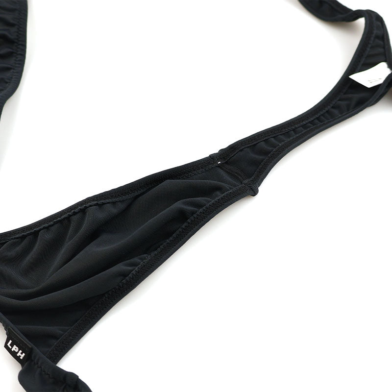 Men's T-back bikini with suspenders, featuring a firm texture and excellent stretch. 72807