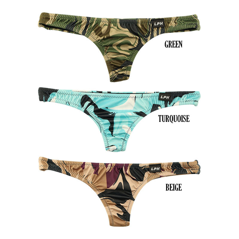 Men's Otherworldly Minimal T-back Bikini in Silky Camouflage Print SLKS Fabric 820035