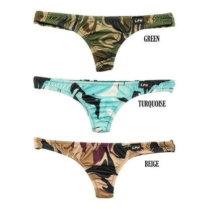Men's Otherworldly Minimal T-back Bikini in Silky Camouflage Print SLKS Fabric 820035