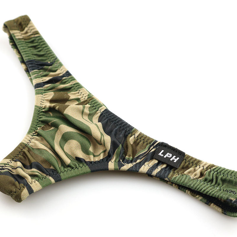Men's Otherworldly Minimal T-back Bikini in Silky Camouflage Print SLKS Fabric 820035