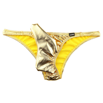 Men's Half-Back Bikini 821042 with Independent Elephant Design in Glossy Metallic Fabric