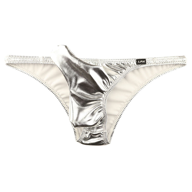Men's Half-Back Bikini 821042 with Independent Elephant Design in Glossy Metallic Fabric