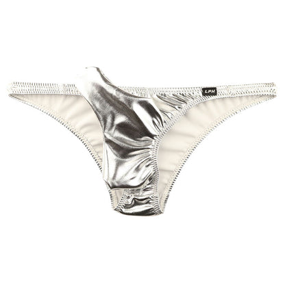 Men's Half-Back Bikini 821042 with Independent Elephant Design in Glossy Metallic Fabric