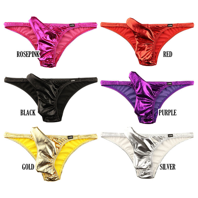 Men's Half-Back Bikini 821042 with Independent Elephant Design in Glossy Metallic Fabric