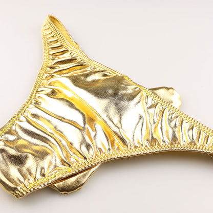 Men's Half-Back Bikini 821042 with Independent Elephant Design in Glossy Metallic Fabric
