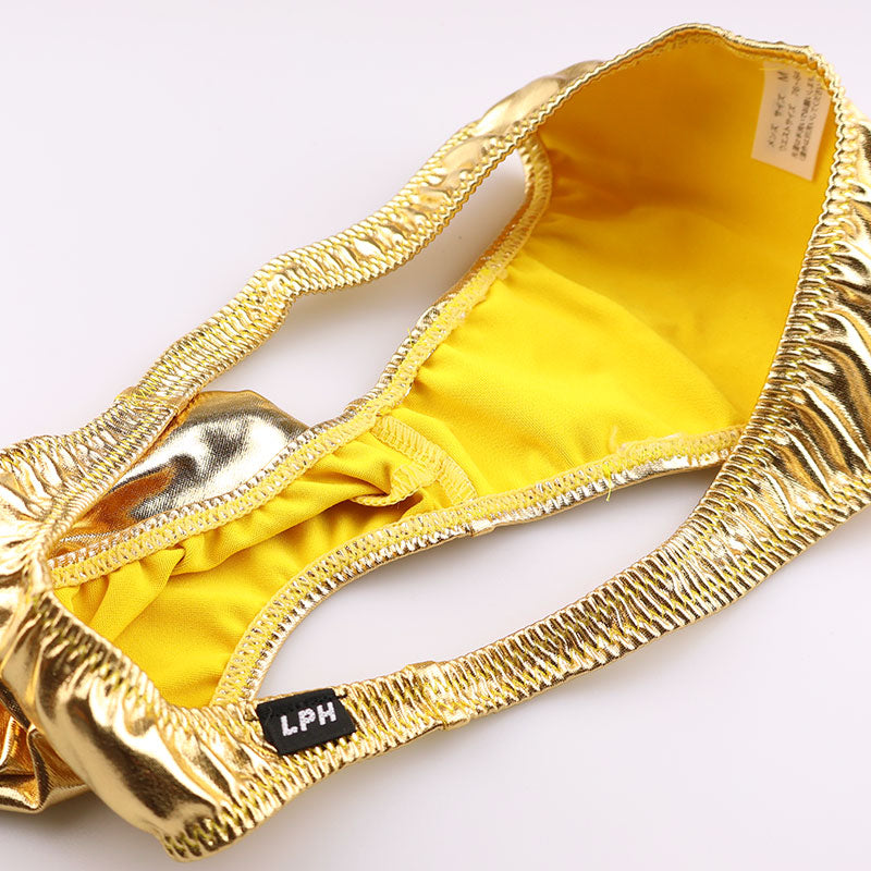 Men's Half-Back Bikini 821042 with Independent Elephant Design in Glossy Metallic Fabric