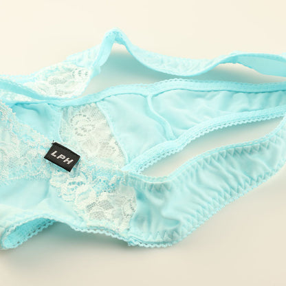 Beautiful Men's T-Back Bikini, Sheer Lace, Thin, Stretch, Fitted, 825009