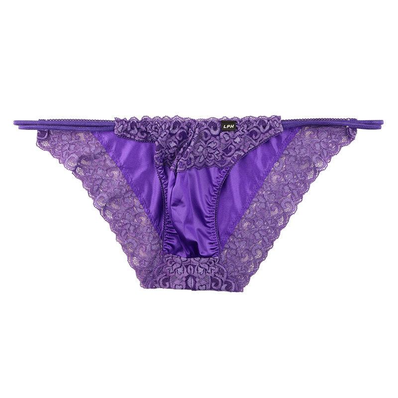 メンズ 光沢フェリカ生地使用 メンズフルバックショーツ 透け感レースでセクシー＆エレガント 快適フィットで日常下着にも 826004