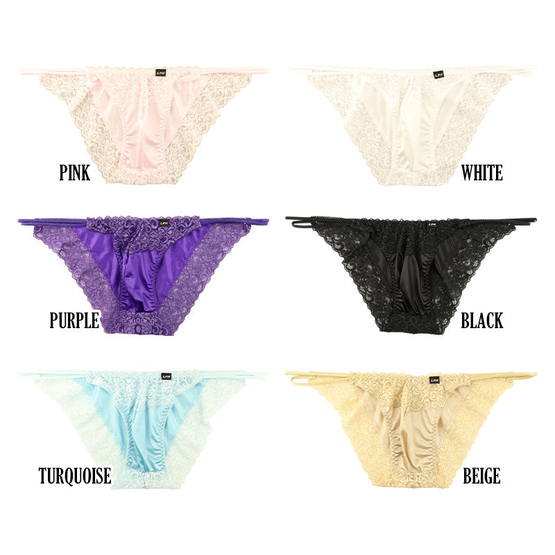 メンズ 光沢フェリカ生地使用 メンズフルバックショーツ 透け感レースでセクシー＆エレガント 快適フィットで日常下着にも 826004