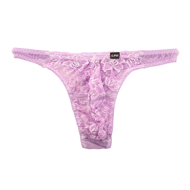 Men's Sheer Stretch Lace T-Back Panties with a 3D Pouch for a Comfortable, Sexy Fit (826005)
