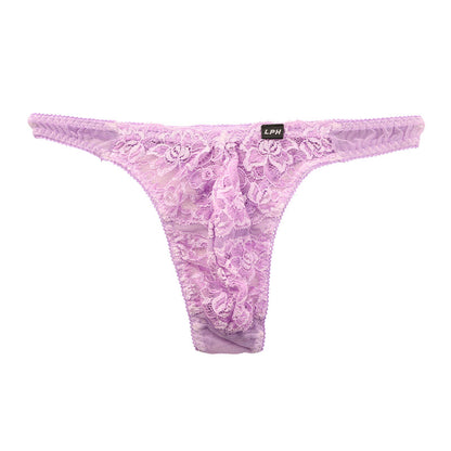 Men's Sheer Stretch Lace T-Back Panties with a 3D Pouch for a Comfortable, Sexy Fit (826005)