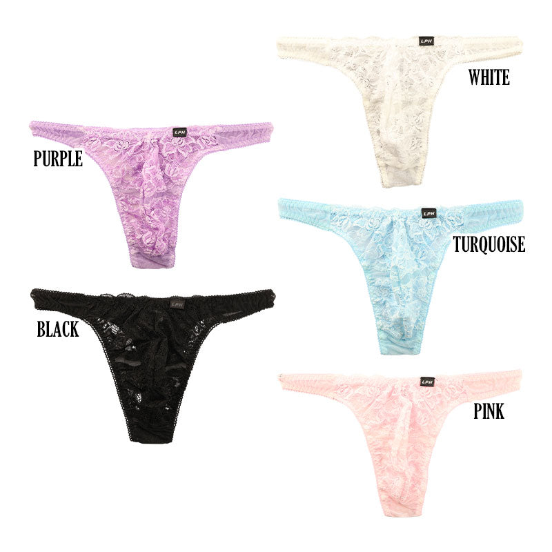 Men's Sheer Stretch Lace T-Back Panties with a 3D Pouch for a Comfortable, Sexy Fit (826005)