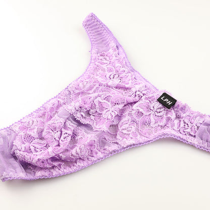 Men's Sheer Stretch Lace T-Back Panties with a 3D Pouch for a Comfortable, Sexy Fit (826005)