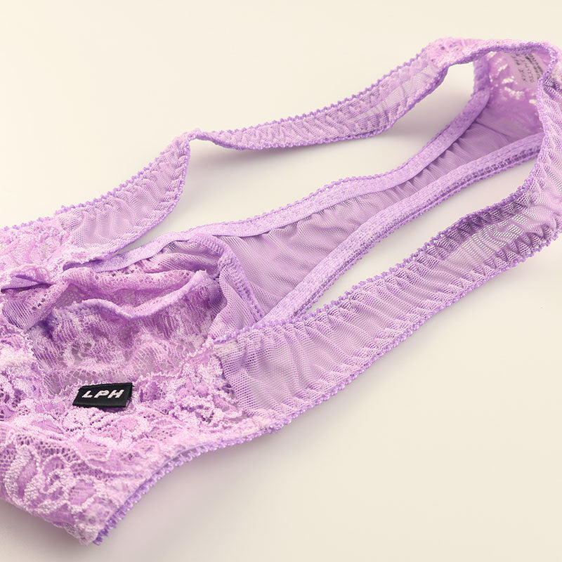 Men's Sheer Stretch Lace T-Back Panties with a 3D Pouch for a Comfortable, Sexy Fit (826005)
