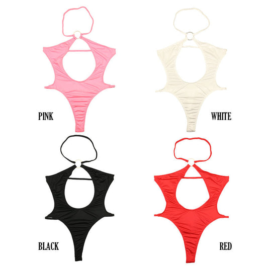 La Paume T2S fabric, high leg T-back leotard costume with halter neck design 94005