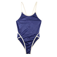 La-Pomme Super WET Fabric Competition Swimsuit Shiny Leotard Half Back Bikini 95612