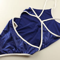 La-Pomme Super WET Fabric Competition Swimsuit Shiny Leotard Half Back Bikini 95612