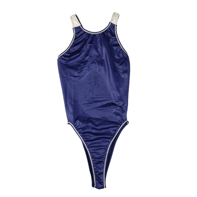 La-Pomme Super WET Fabric Competition Swimsuit Shiny Leotard Half Back Bikini 95916