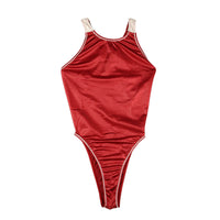 La-Pomme Super WET Fabric Competition Swimsuit Shiny Leotard Half Back Bikini 95916