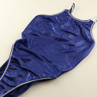 La-Pomme Super WET Fabric Competition Swimsuit Shiny Leotard Half Back Bikini 95916