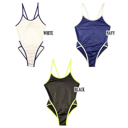 【OUTLET】ラ・ポーム スーパーＷＥＴ生地 競泳水着 光沢感 レオタード ハーフバックビキニ 95917