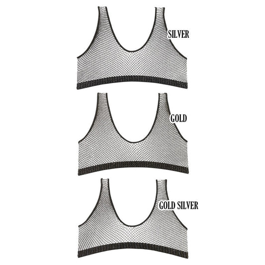 La Paume Adult Glitter Lame Net Mini Top Bra Sheer x Stretch Women's Sexy Bra CB013