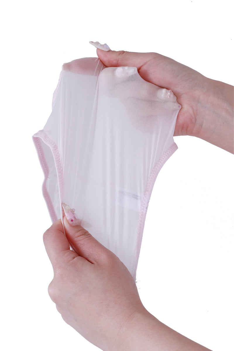 La-Pomme Glossy Thin Transparency GUS Fabric Shirring Biting Half Back Hip Line 119141