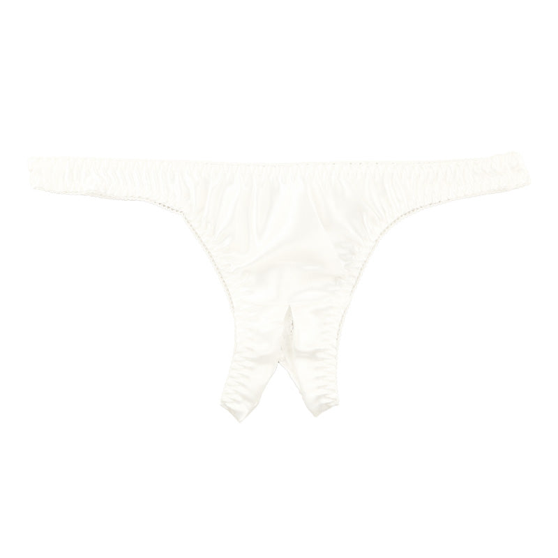 Kanon Works Glossy Satin Thong with Crotch Split, Sexy T-Back KWS012