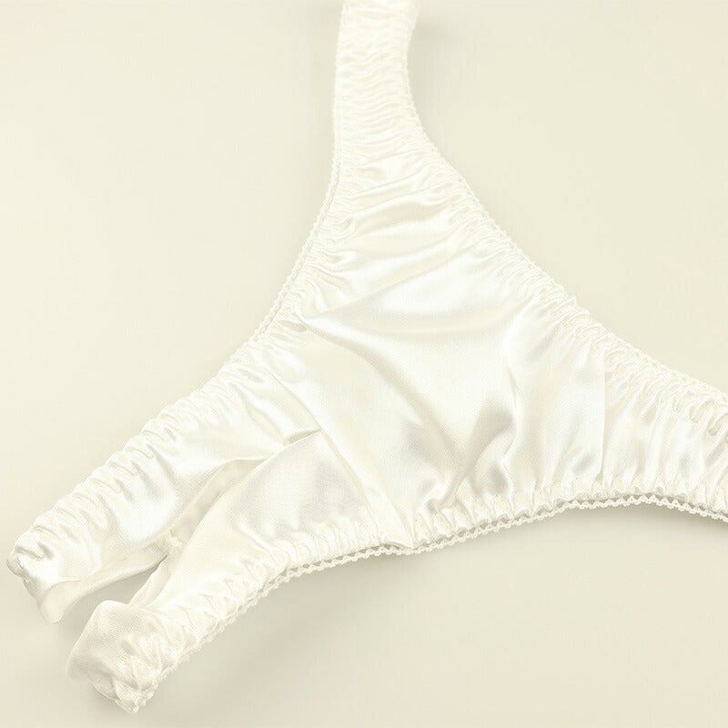 Kanon Works Glossy Satin Thong with Crotch Split, Sexy T-Back KWS012