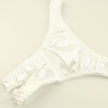 Kanon Works Glossy Satin Thong with Crotch Split, Sexy T-Back KWS012
