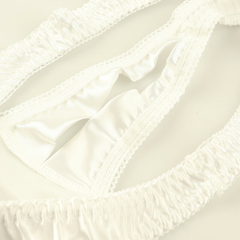 Kanon Works Glossy Satin Thong with Crotch Split, Sexy T-Back KWS012