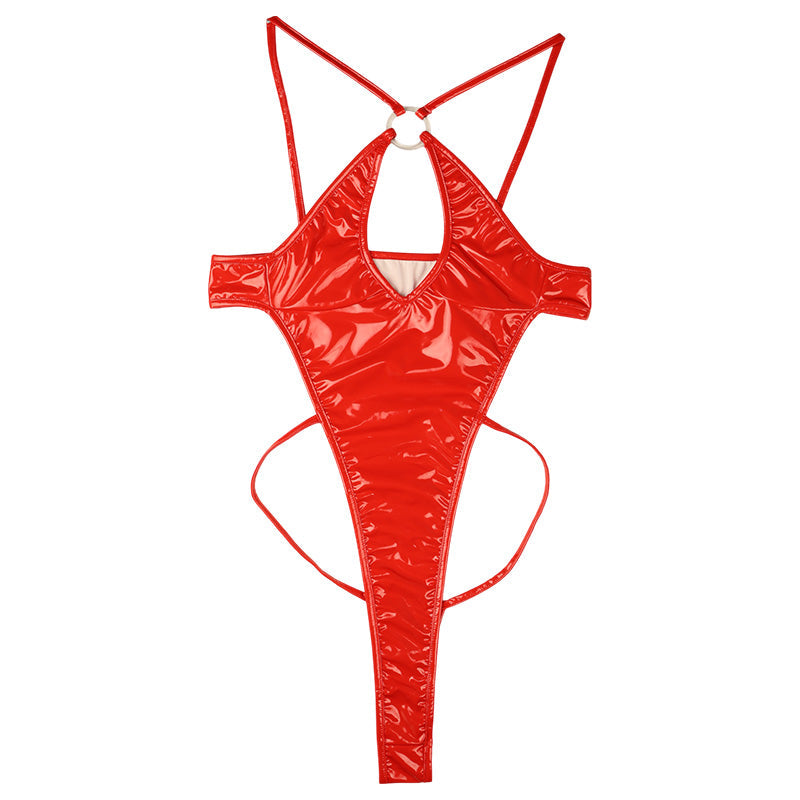Cherry Love Patent Fabric Micro Mini Bikini Monokini Cherry Love Brand LS147